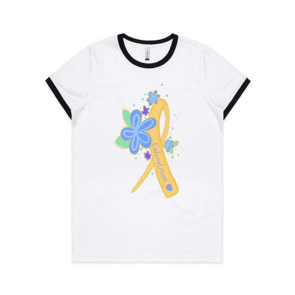 Yellow Ribbon Womens Wafer T shirt - Womens Ringer Tee Thumbnail