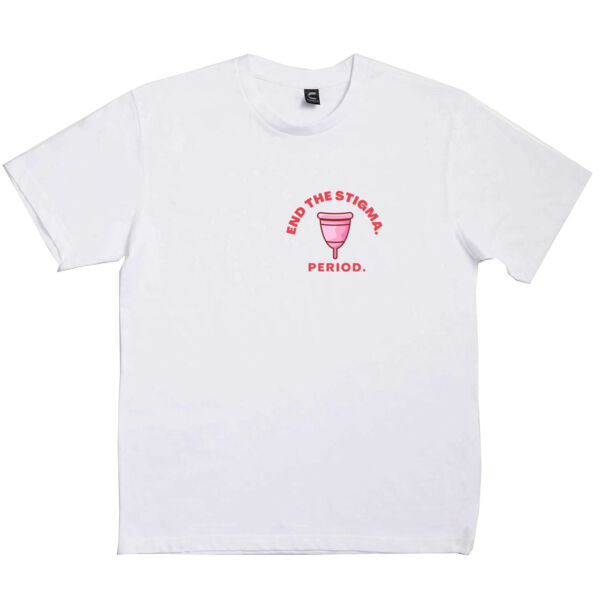 End period stigma - menstrual cup small logo - Unisex Classic Tee Thumbnail