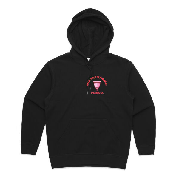 End period stigma - menstrual cup small logo - Womens Premium Hood Thumbnail