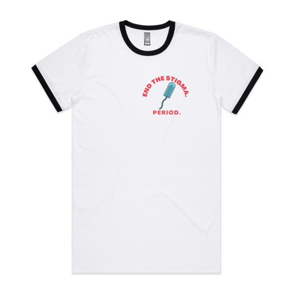 End period stigma - tampon small logo - Mens Ringer Tee Thumbnail